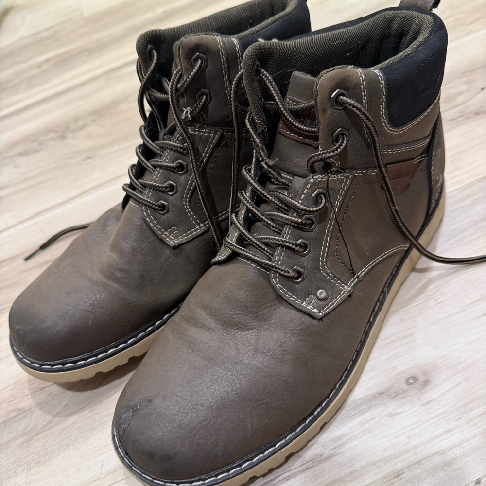 Brown Ankle-Height Boots with Sturdy Rubber Sole